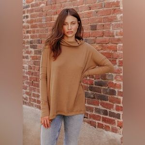 NEW Free People Juicy Long Sleeve Cowl Neck Split Back Top